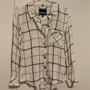 Rails Hunter button down white black red plaid XS